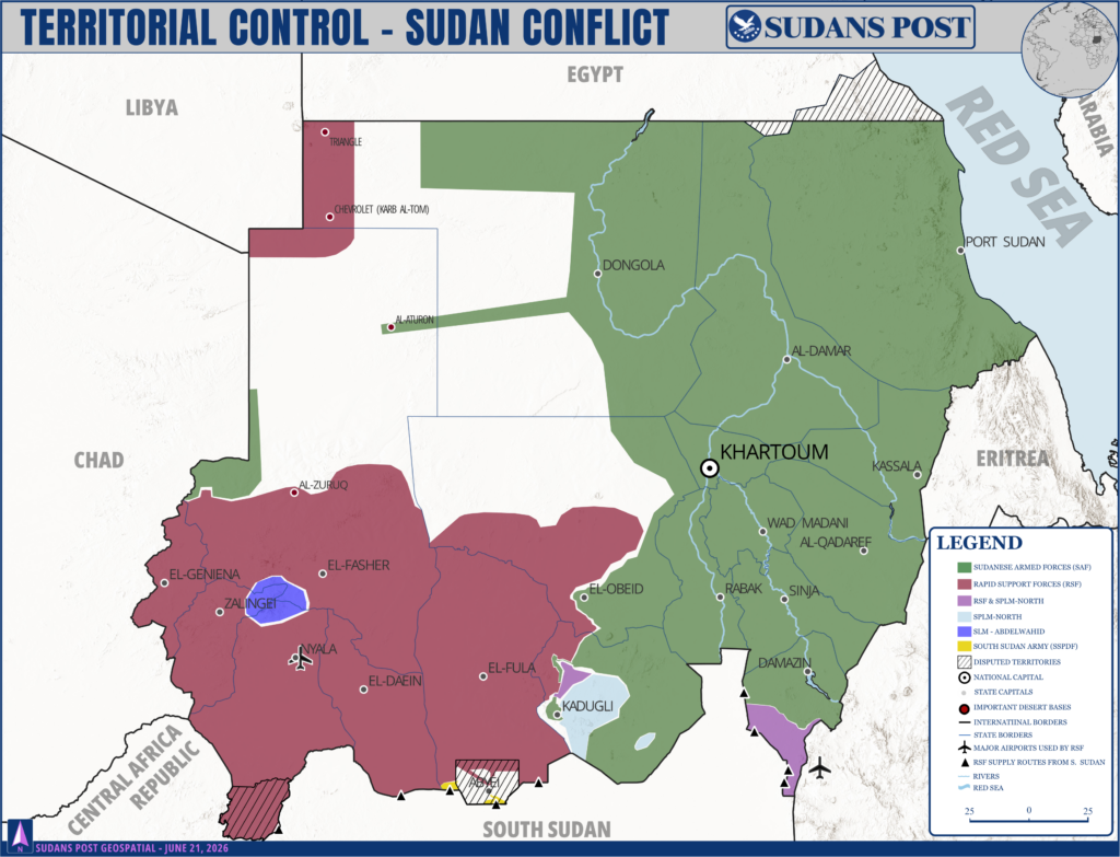 Territorial Control Map – Sudan Conflict (as of June 21, 2026)